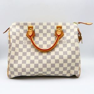 Louis Vuitton Speedy 30 Damier Azur PVC Leather White Handbag